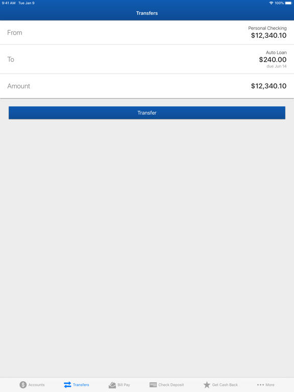 Town & Country FCU Mobile iPad screenshot 4 - Finance app