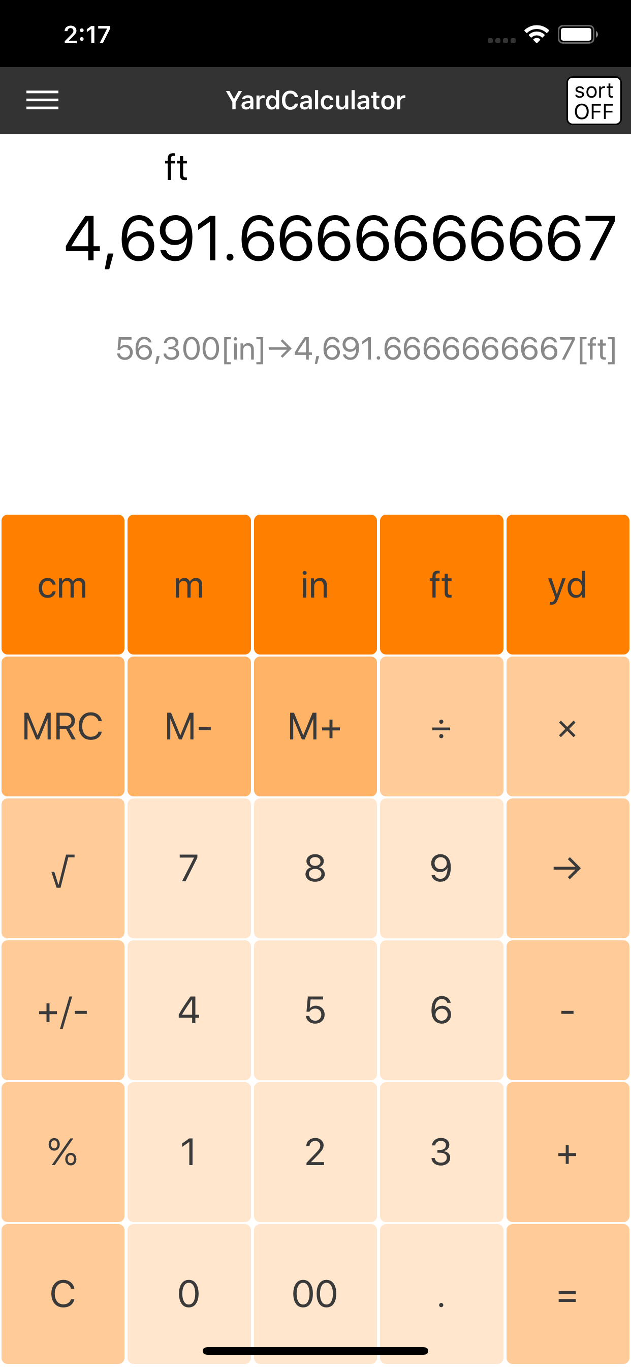 Yard Calculator -yard conv-
