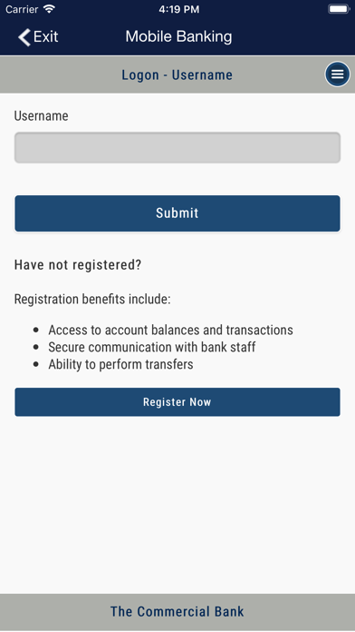 The Commercial Bank Mobile Screenshot