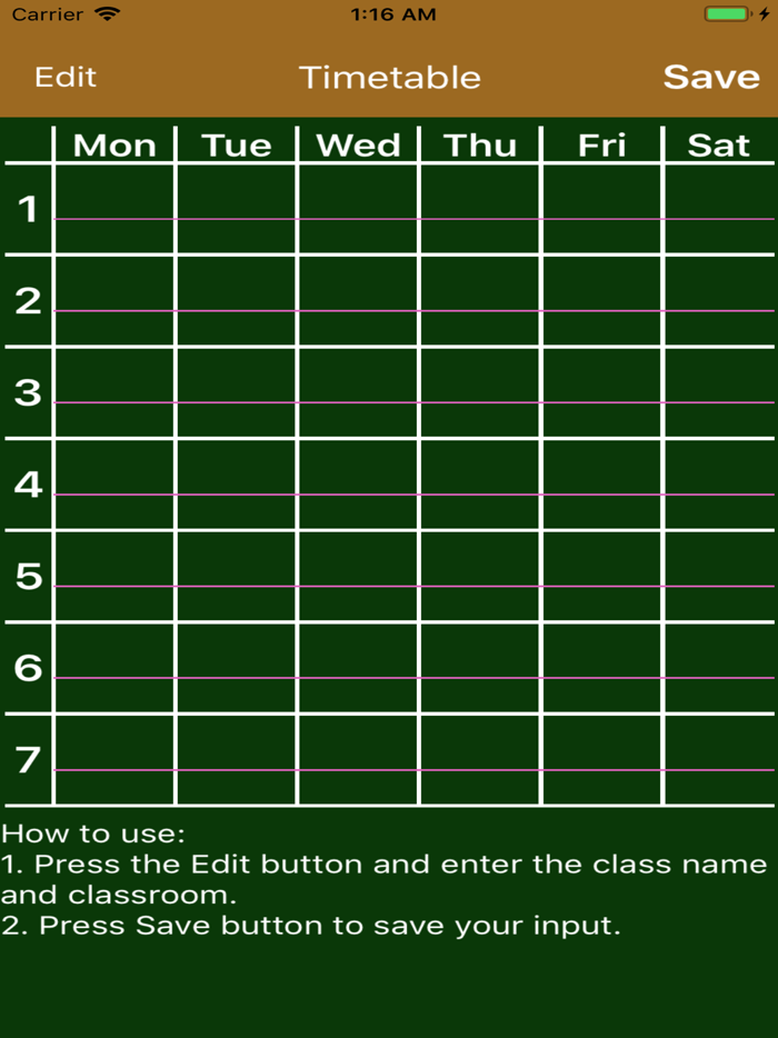 Timetable for making notes