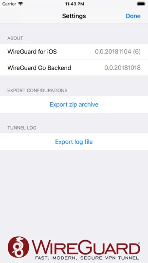 Скриншот WireGuard на iPhone 4