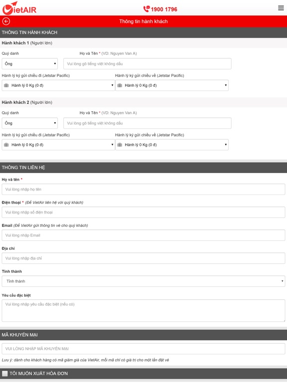 VietAIR - Vé máy bay iPad screenshot 4 - Travel app