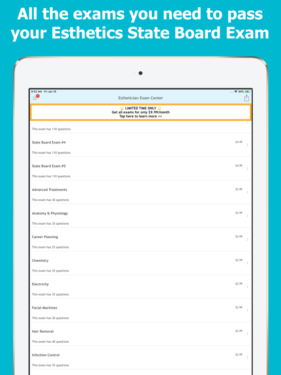Esthetician Exam Center iPad screenshot 4 - Education app