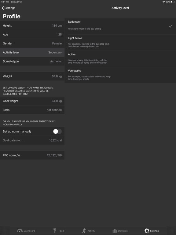 Noco Calories iPad screenshot 5 - Health & Fitness app
