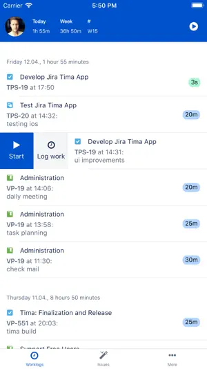 Tima - Jira Timer & Worklogs screenshot 1