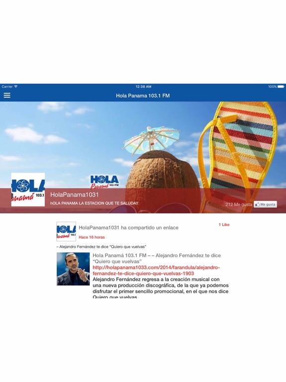 Hola Panama 1031 FM iPad screenshot 1 - Music app