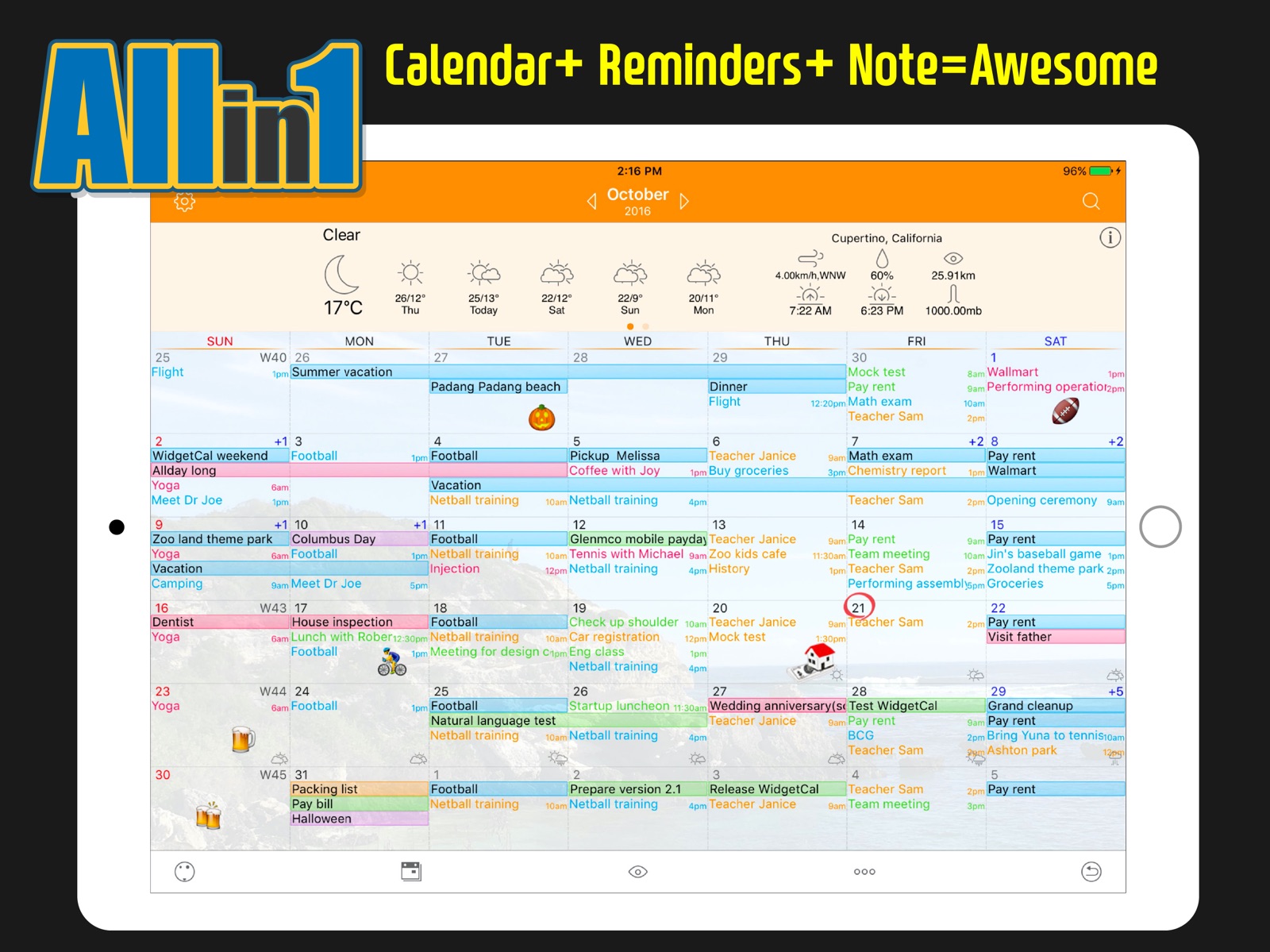 Awesome Calendar Lite ipad screenshot 1