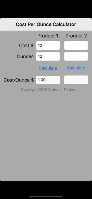 Cost Per Ounce Calculator on the App Store
