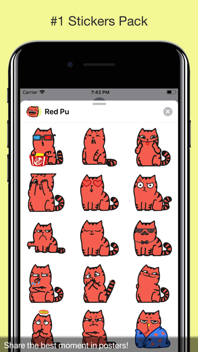 Red Pu The Amazing Cat Sticker screenshot 2