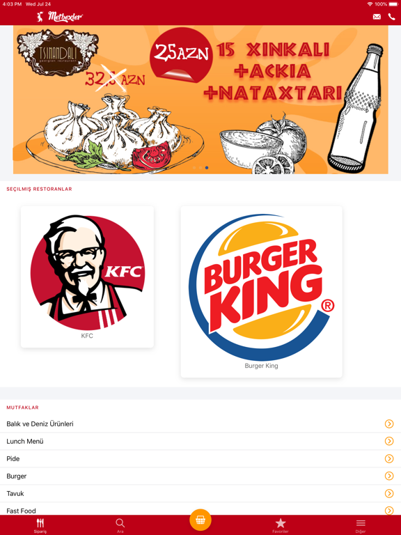 Metbexler.az - Yemek Sifarişi iPad screenshot 1 - Food & Drink app