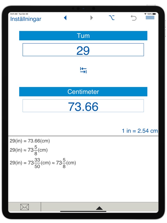 Tum / centimeter omvandlare i App Store