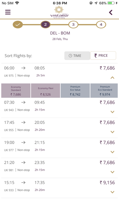 Vistara - India's Best Airline Screenshot
