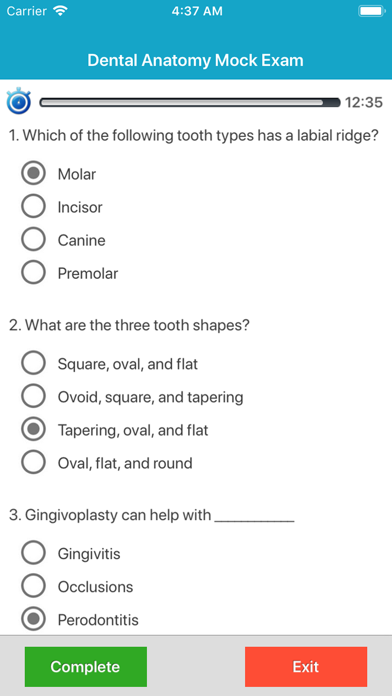 screenshot of Dental Anatomy Quizzes 6
