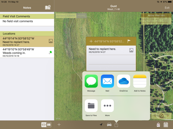 FieldX GeoNotes iPad screenshot