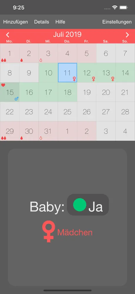 Fruchtbarkeit Kalender