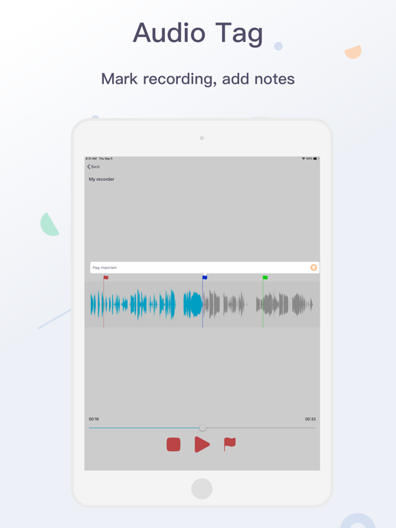 Recording - audio recorder iPad screenshot 4 - Productivity app