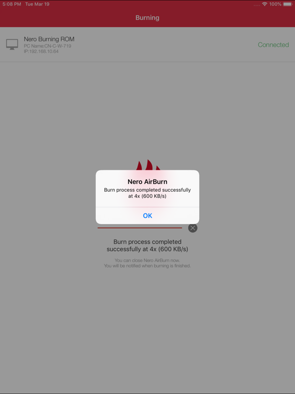 Nero AirBurn iPad screenshot