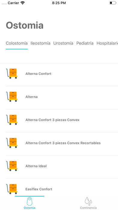 Listado Productos Coloplast iPhone screenshot