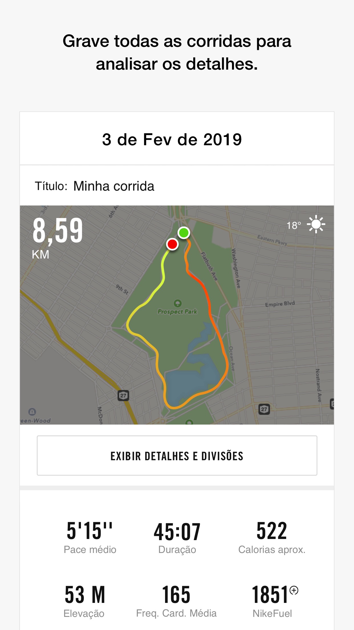 Screenshot do app Nike Run Club