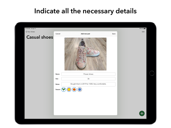 Shoes organizer iPad screenshot 3 - Lifestyle app
