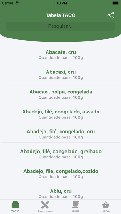 Taco App: Tabela Nutricionalのおすすめ画像1