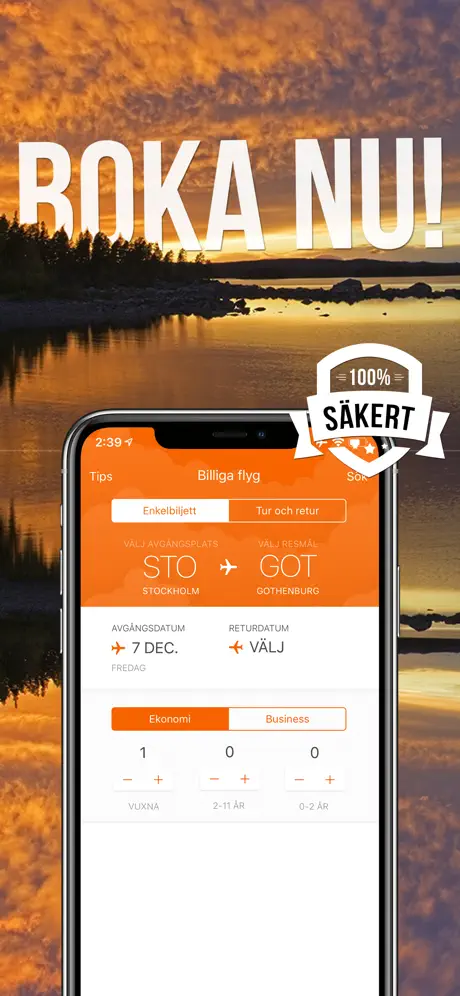 Boka billiga flygningar här
