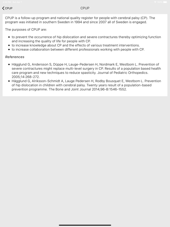 CPUP Hip Score iPad screenshot 2 - Medical app