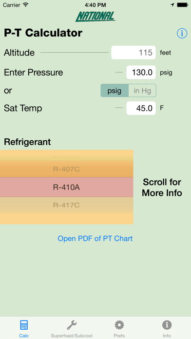 P-T Calculator Screenshot