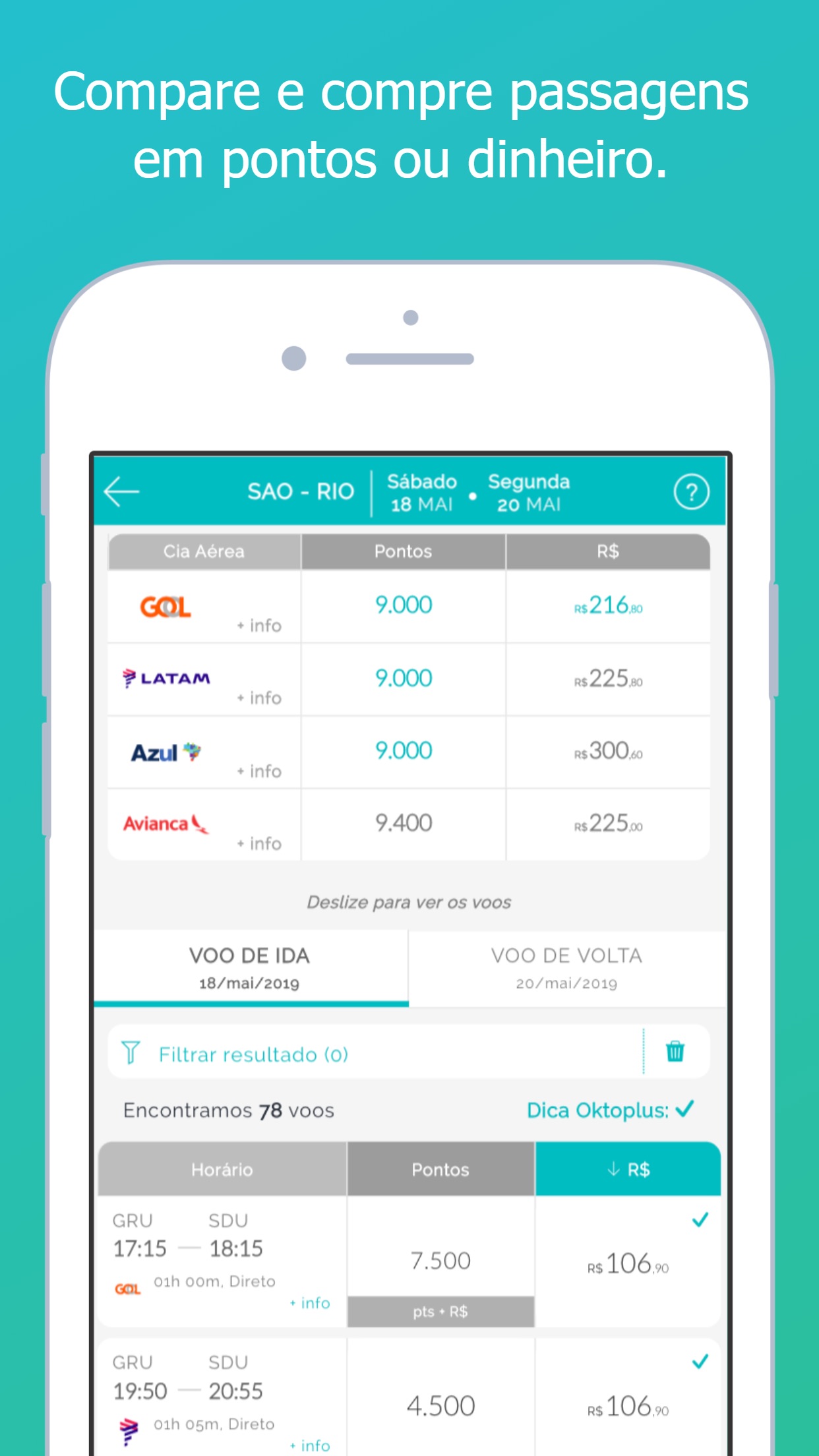 Screenshot do app Oktoplus -Controle seus pontos