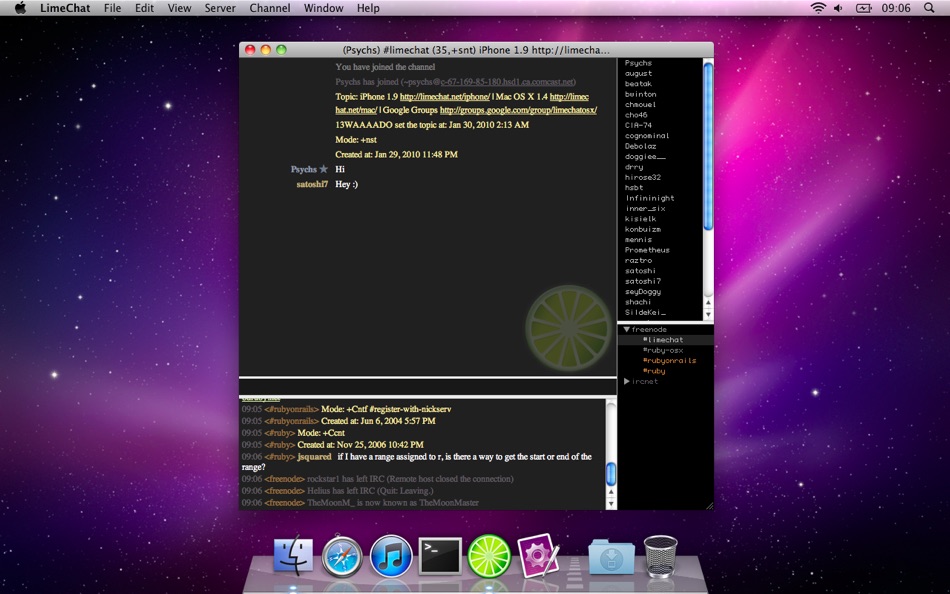 LimeChat (macOS) 由: Satoshi Nakagawa LimeChat (macOS) 由: Satoshi Nakagawa