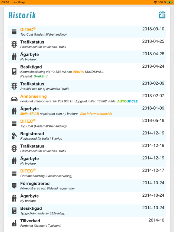 Biluppgifter iPad screenshot 6