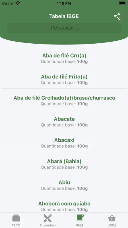 Taco App: Tabela Nutricional screenshot 3 of 6