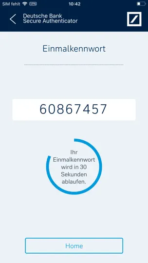 Screenshot von DB Secure Authenticator auf dem iPhone 3