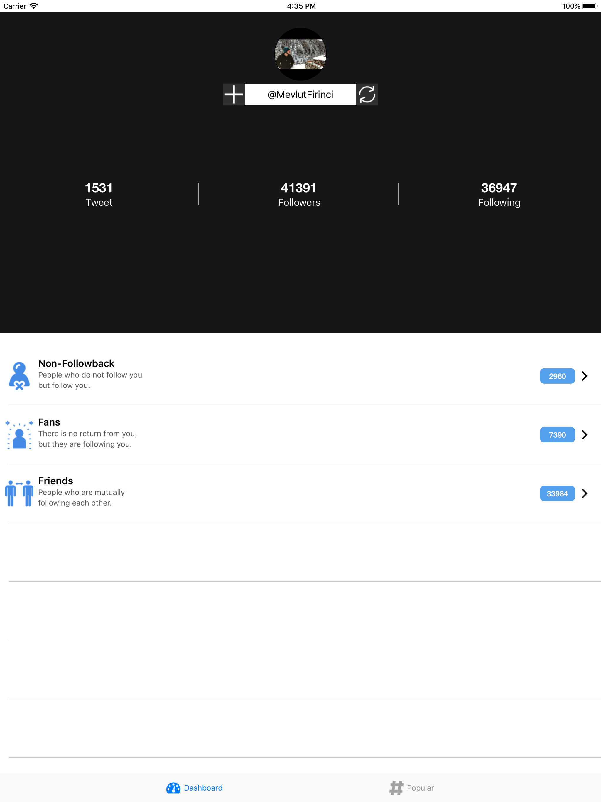 sTwity - Unfollow Analysis