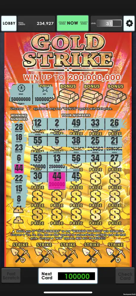 Lucky Lottery Scratchers