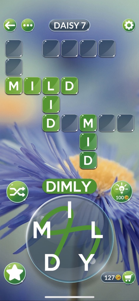Wordscapes In Bloom - Observe the app's commitment to aesthetic appeal with a vibrant, detailed floral background, complementing the clear and easy-to-read letter tiles for a relaxing experience.