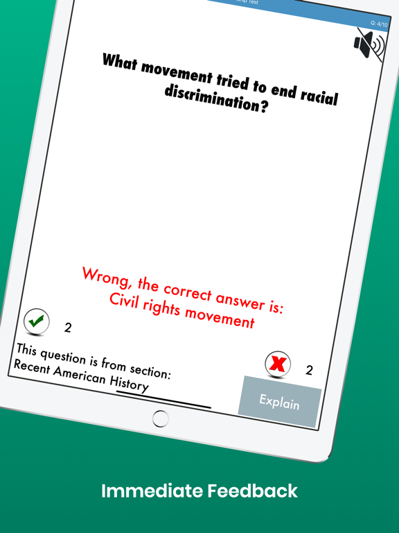 Citizenship Test with Audio iPad screenshot 4 - Education app
