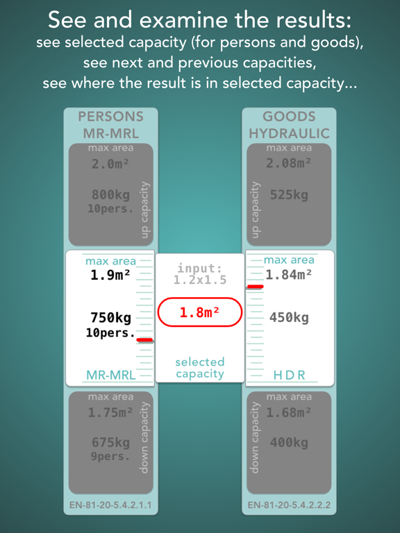 Elevator Capacity iPad screenshot 4 - Reference app