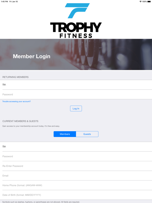 Trophy Fitness Member Portal