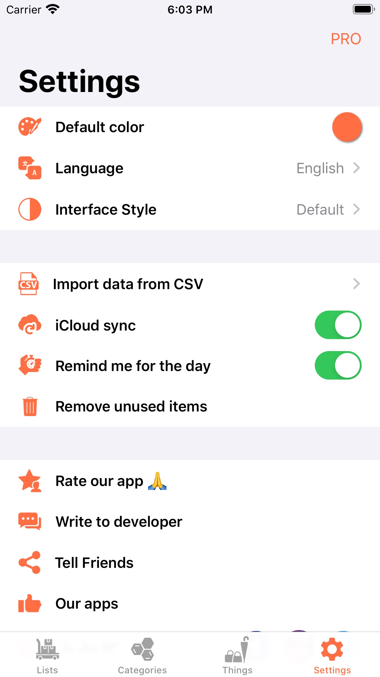 Screenshot do app ToPack: Trip Packing Checklist