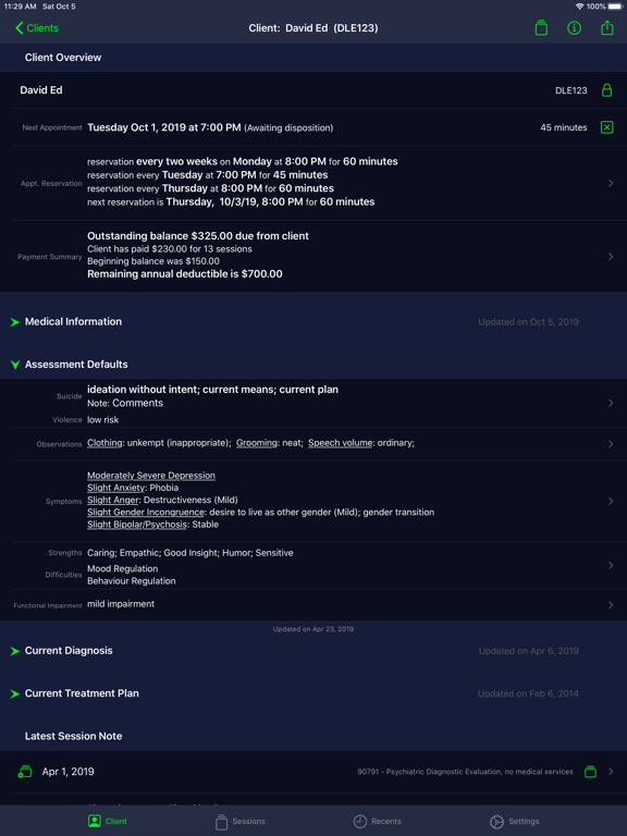 PsychChart iPad screenshot 8 - Medical app