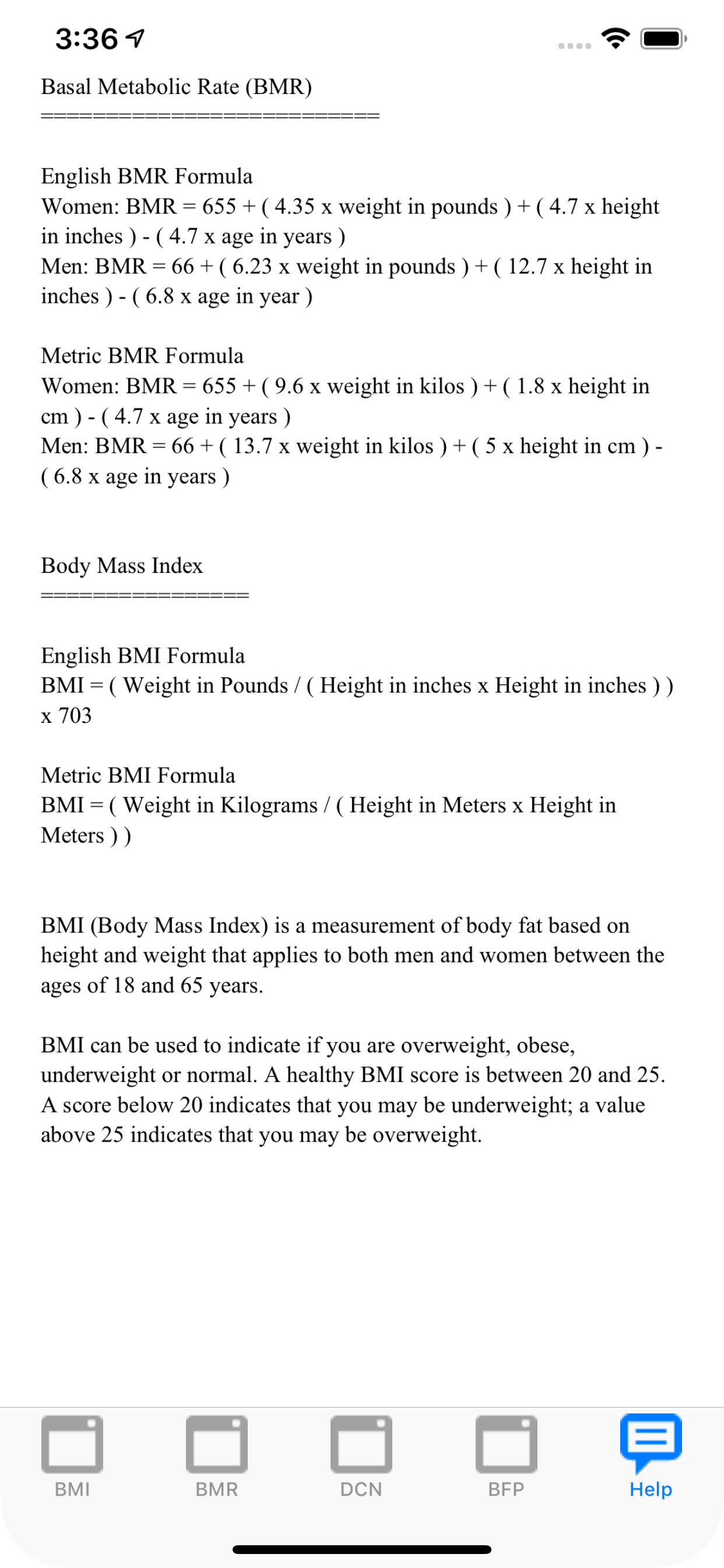 Body Mass Index and more