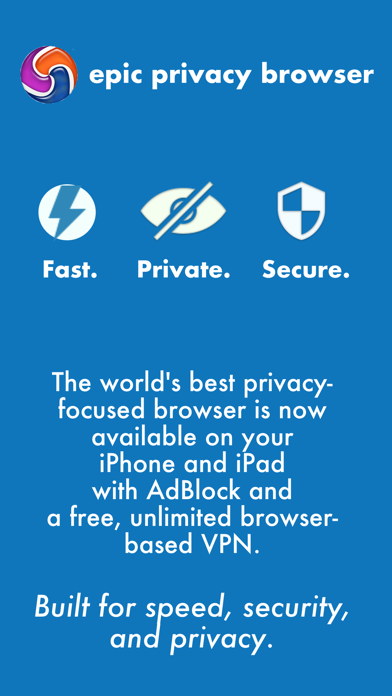 Screenshot #1 pour Epic Privacy Browser (w/ VPN)