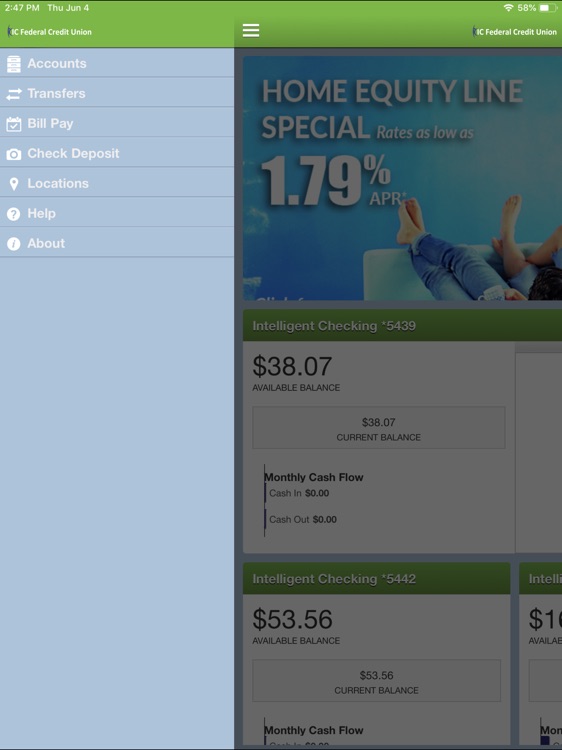 IC Credit Union App for iPad