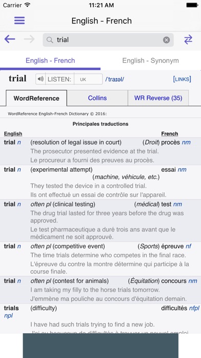 WordReference Dictionary Screenshot