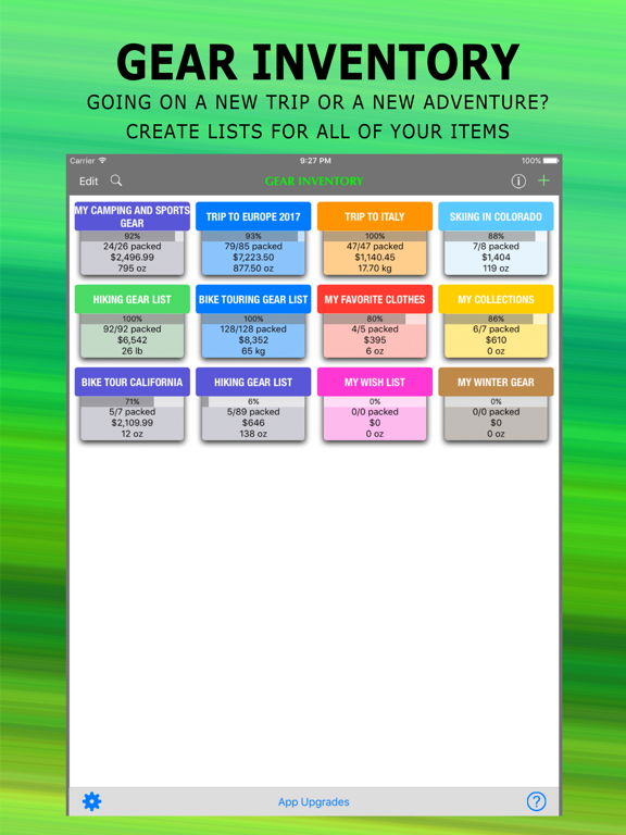 Screenshot #4 pour Gear Inventory - Hike & Travel