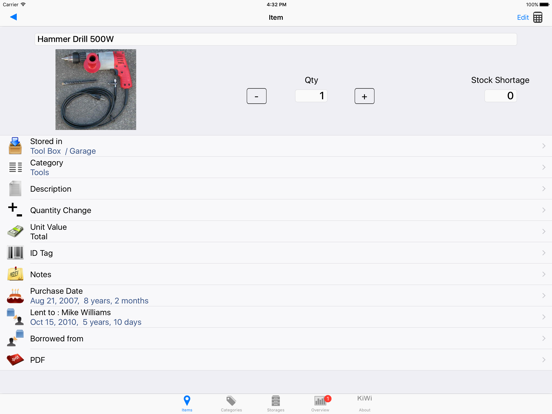 Items & Storage & Inventory iPad app afbeelding 2