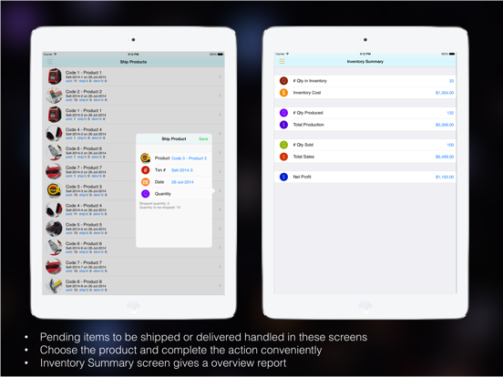 Inventory for Manufacturer iPad screenshot