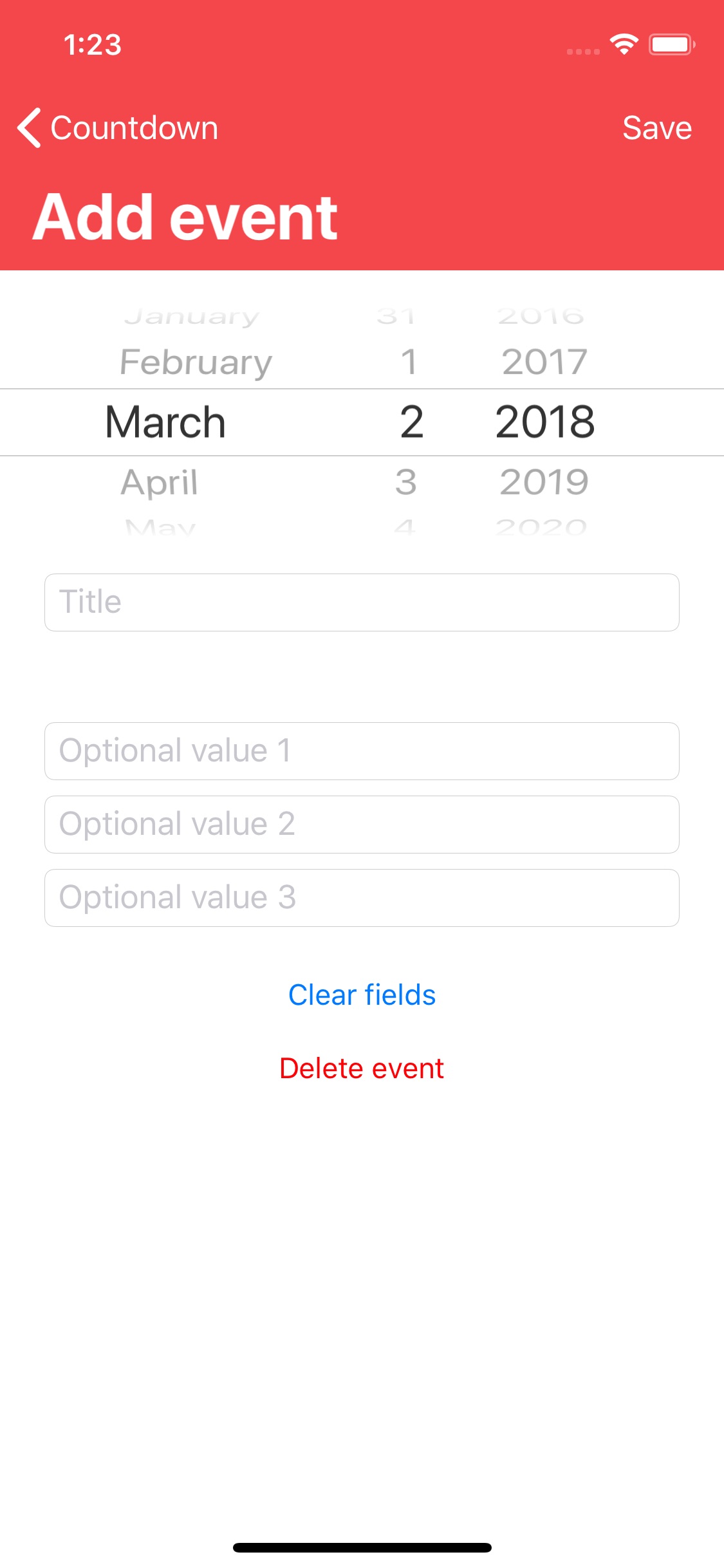 Screenshot do app Countdown