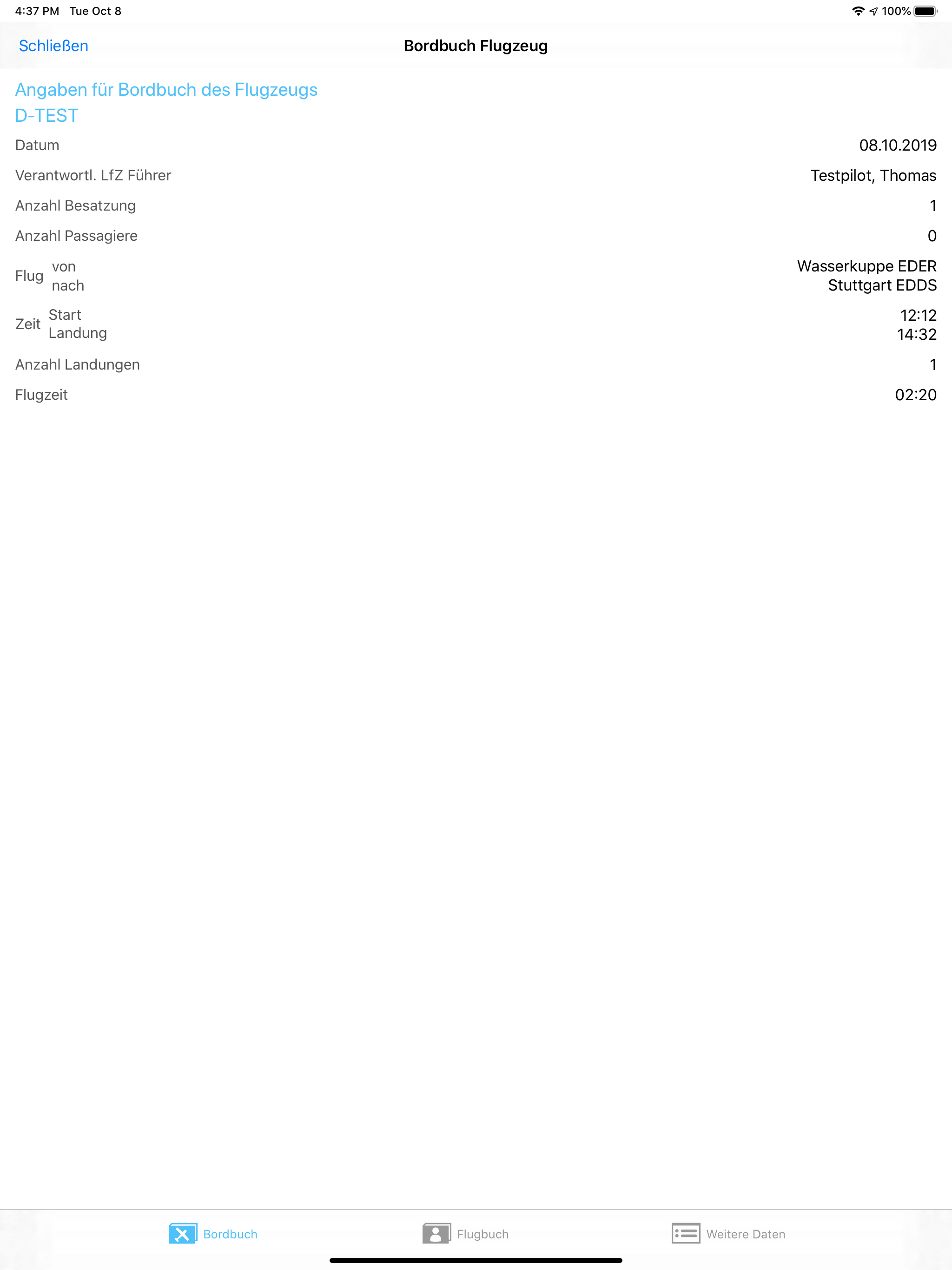 Flugerfassung